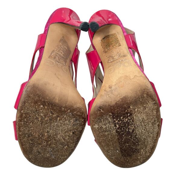 Vintage Dolce & Gabbana Patent Leather Pink Rose Open Toe Heels Size 40 US 10 - Picture 9 of 15